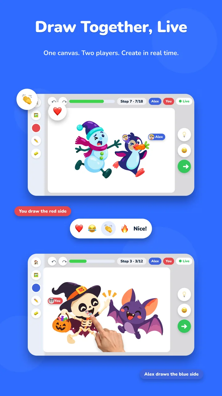 Draw together, live screen