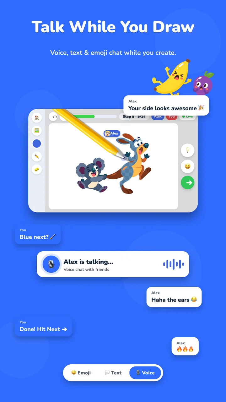 Talk while you draw screen