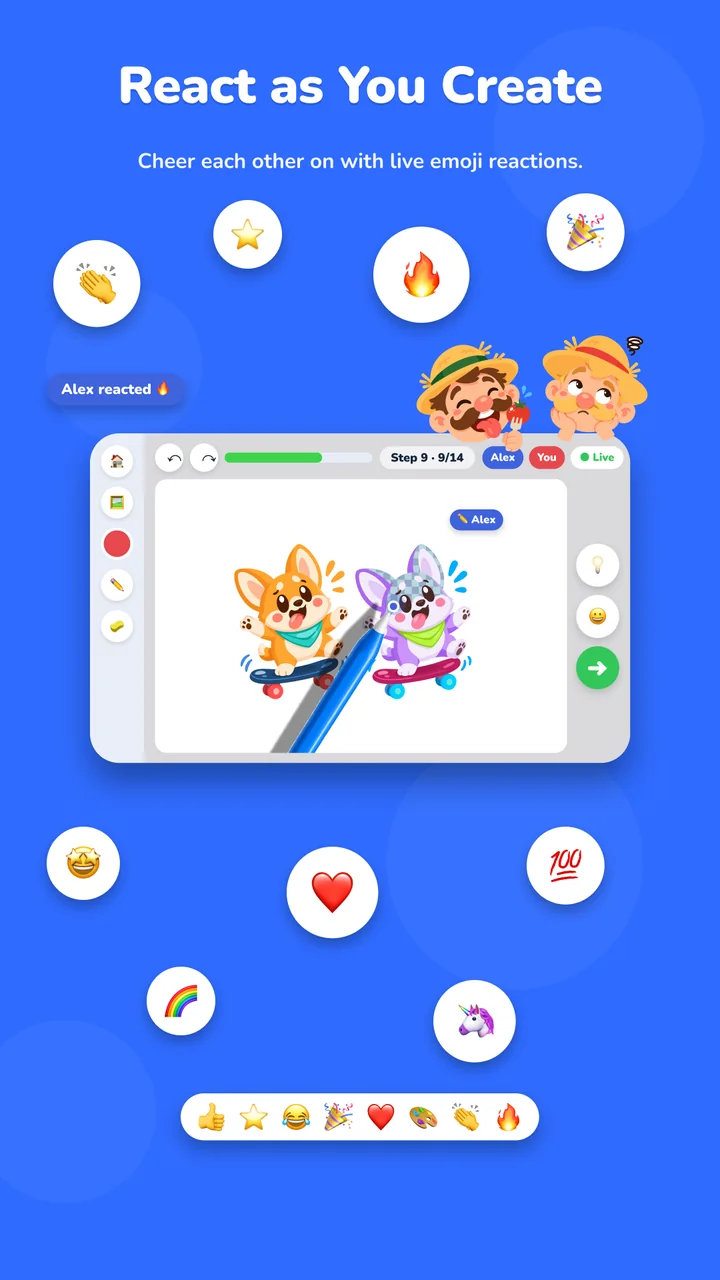 React as you create screen